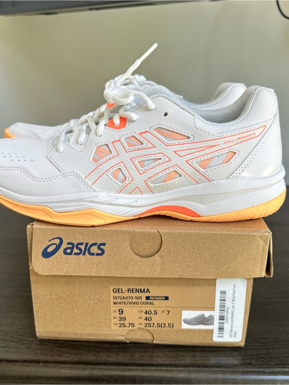 ASICS White and Coral Athletic Shoes for Women